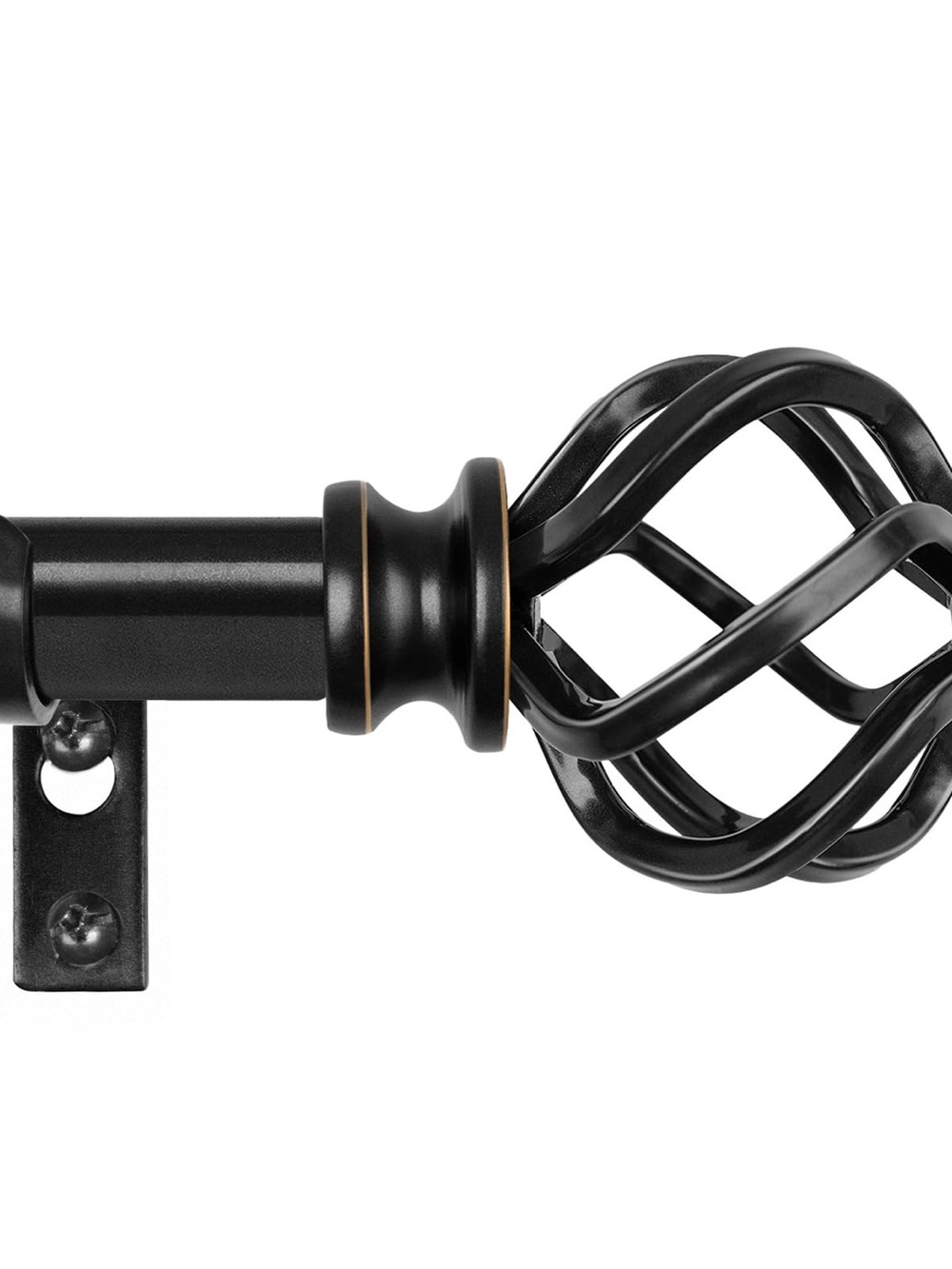 KAMANINA Black Adjustable Curtain Rod (66-120")